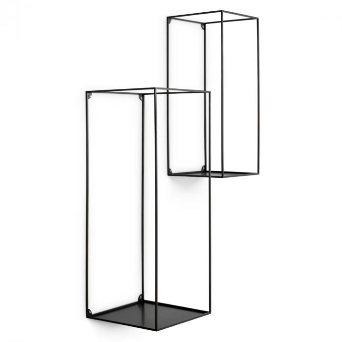 Suport de perete Deco, dreptunghiular negru set de 2 [1]