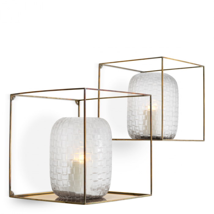 Suport de perete Deco pătrat vintage cu finisaj alamă set de 2 [2]