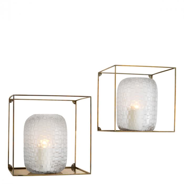 Suport de perete Deco pătrat vintage cu finisaj alamă set de 2 [3]
