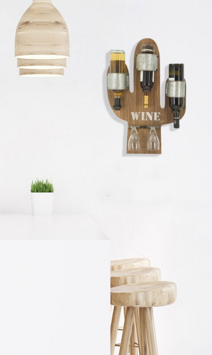 Suport de perete pentru sticle de vin CACTUS, 40X9.5X58 cm, Mauro Ferretti [10]