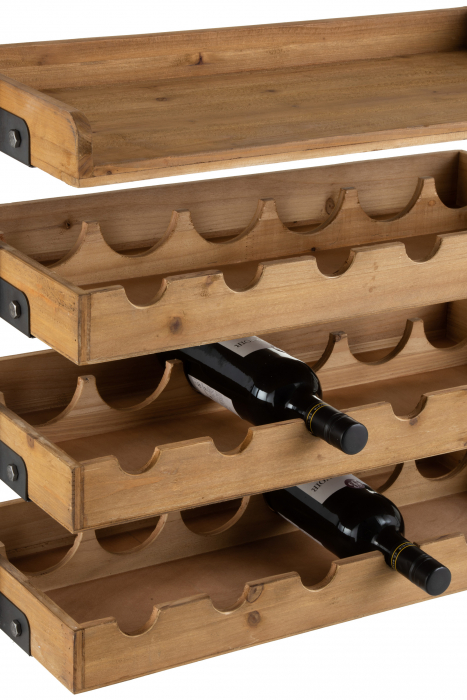 Raft de perete For Wine, Lemn/Metal, Natural, 68x27x124 cm [7]