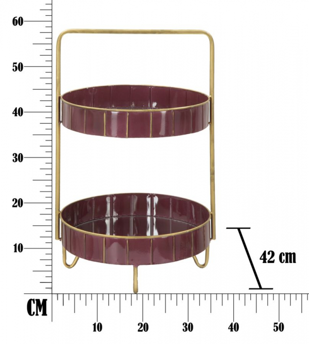 Suport decorativ, fier/oglinda, visiniu/auriu, 36.5X34.5X56.5 cm [9]