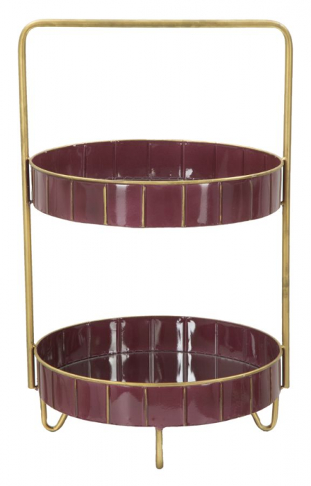 Suport decorativ, fier/oglinda, visiniu/auriu, 36.5X34.5X56.5 cm [3]