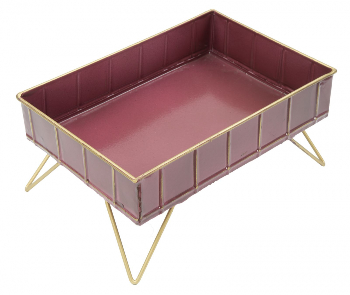 Suport decorativ Glam, fier, visiniu/auriu, 32X21.5X15.5 cm [3]