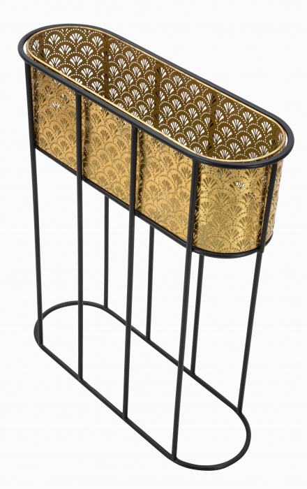 Suport flori Oval, Fier, Auriu/Negru, 70x60x20 cm [4]