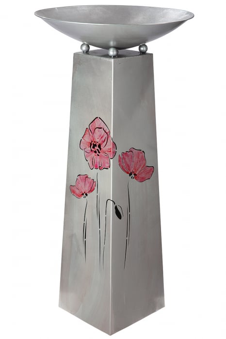 Suport flori Poppy, metal, rosu argintiu, 117x58 cm