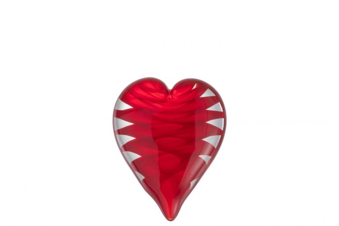 Suport hartie Heart , Sticla, Transparent Rosu, 8x4x10 cm