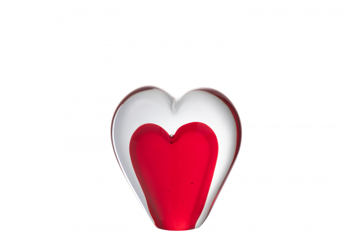 Suport hartie Heart , Sticla, Transparent Rosu, 9.5x5x10 cm