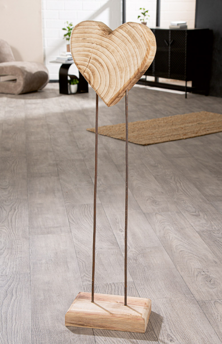 Suport în relief, Inimă, Lemn, culori naturale, PU 1, L. 9 cm, L. 28 cm, H 100 cm [1]
