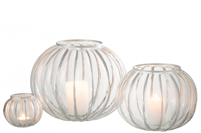 Suport lumanare Ball Stripe, Sticla, Argintiu/Transparent, 29.5x29.5x24 cm [5]