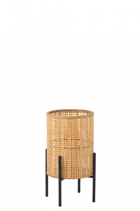 Suport lumanare Bamboo, Fibre sintetice, Natural, 27.5x27.5x50.5 cm