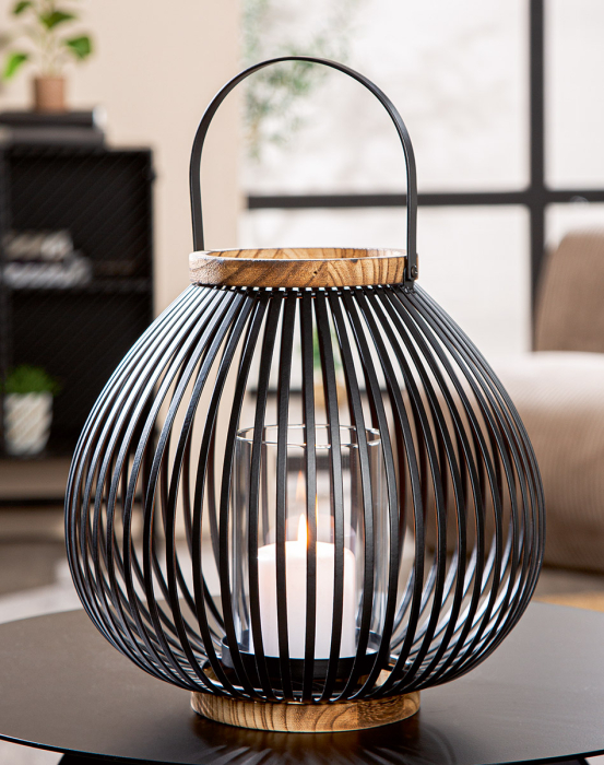 Suport lumanare, „Bastia”, Metal, negru, PU 2, H 26 cm, A. 28 cm [1]