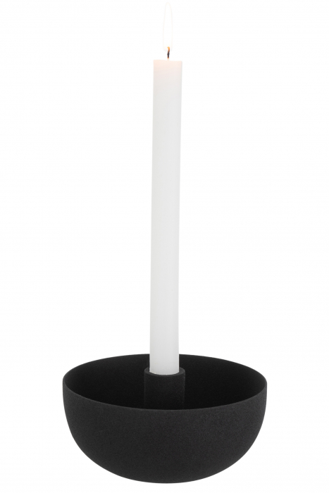 Suport lumanare Bowl, Metal/Fier, Negru, 15x15x8 cm [3]