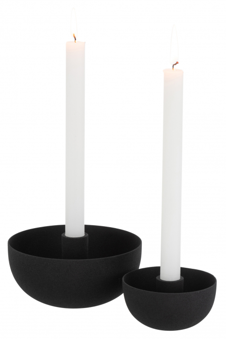 Suport lumanare Bowl, Metal/Fier, Negru, 15x15x8 cm [5]