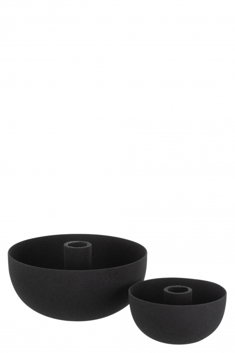 Suport lumanare Bowl, Metal/Fier, Negru, 15x15x8 cm [4]