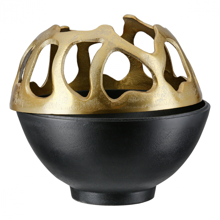 Suport lumanare, Branca, Aluminiu, negru, auriu, PU 1, H. 21 cm, D. 21 cm [3]