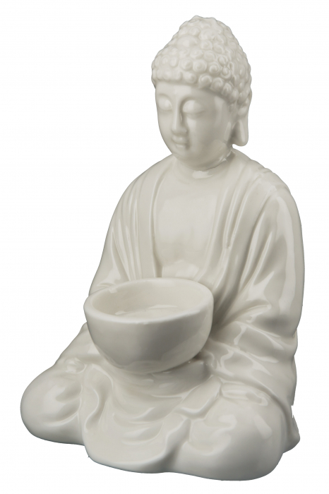 Suport lumanare Buddha, Portelan, Alb, 12x18x9.5x cm [2]
