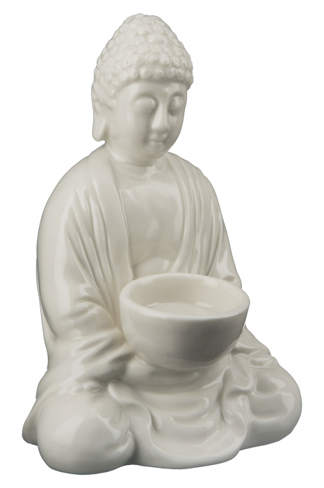 Suport lumanare Buddha, Portelan, Alb, 12x18x9.5x cm [4]