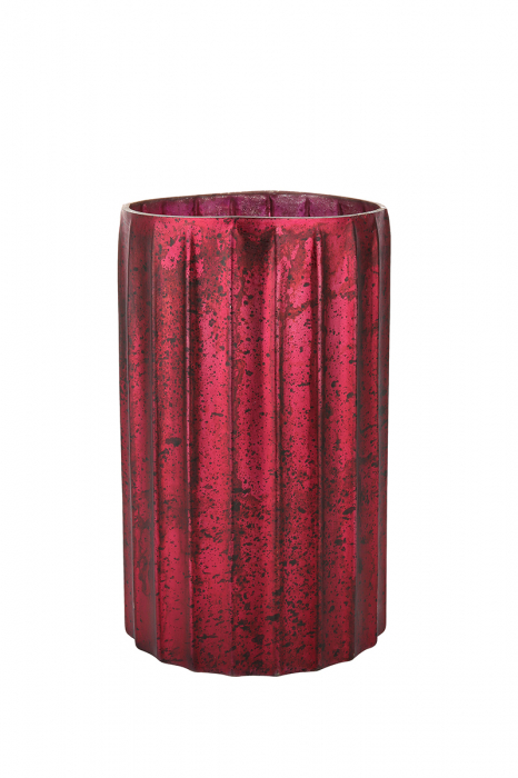 Suport lumanare Burgundy, sticla, visiniu, 28x15,5 cm