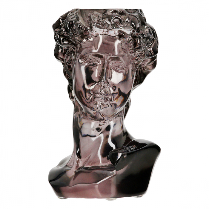 Suport lumanare, cap David, bărbat, Gris, Acrilic, gri, PU 2, L. 9 cm, L. 10 cm, H. 15 cm [1]