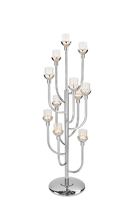 Suport lumanare CASCADE, metal placat cu nichel/sticla, 40 x 108 cm [2]