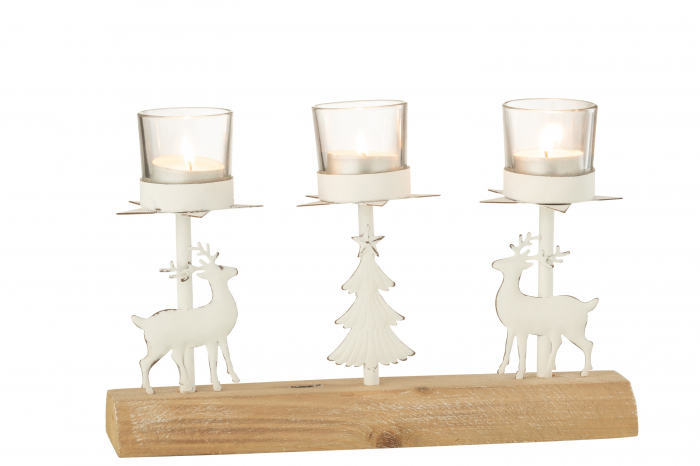 Suport lumanare Christmas, Metal/Fier, Alb, 27.5x14x8 cm [2]