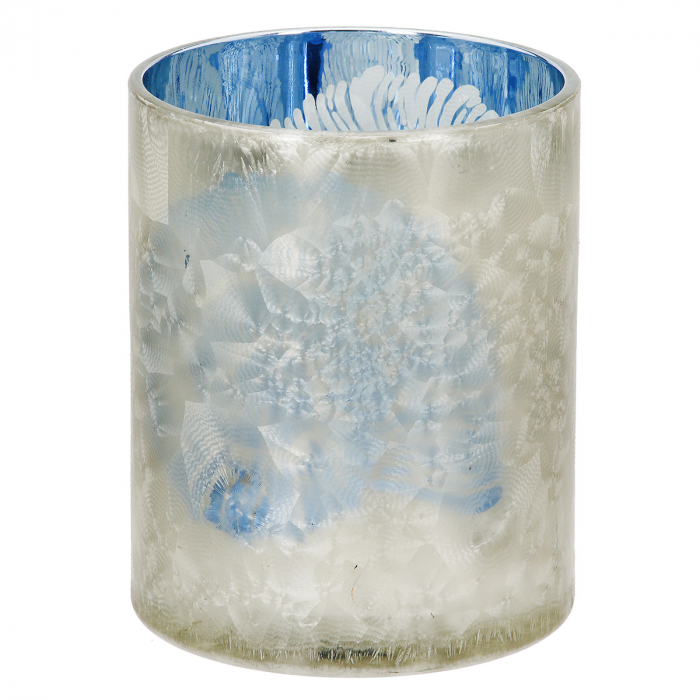 Suport lumanare, cilindric, Amonit, Motiv Shell, Sticla, albastru, PU 8, H. 12,5 cm, D. 10 cm [1]