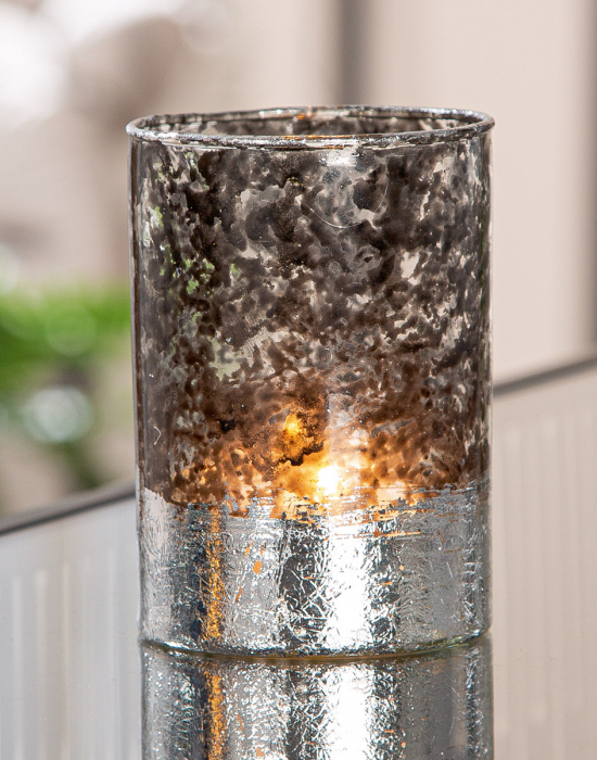 Suport lumanare, cilindric, Opulence, Sticlă, negru, PU 8, H. 10 cm, D. 7 cm [3]