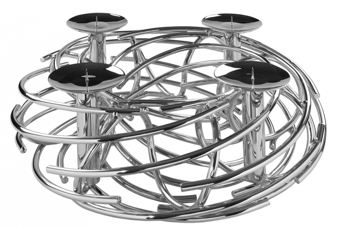 Suport lumanare COROANA, metal placat cu nichel, 60 x 20  cm [2]