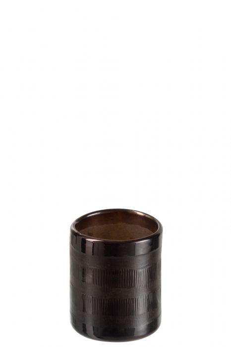 Suport lumanare Cylinder, Sticla, Maro, 8x8x9 cm