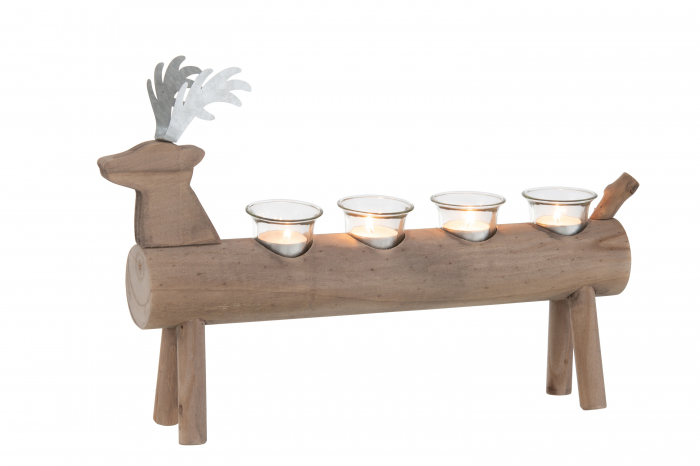 Suport lumanare Deer 4, Lemn, Maro, 47x9x27.5 cm [2]