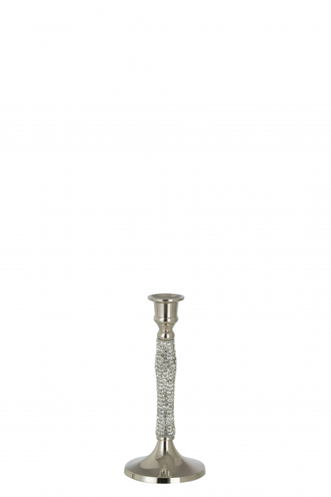 Suport lumanare Diamond, Aluminiu, Argintiu, 10x10x22 cm [2]