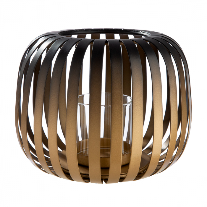 Suport lumanare, Dogma, Sticlă, Metal, auriu, PU 2, H. 13 cm, D. 16 cm [1]