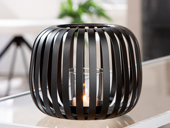 Suport lumanare, Dogma, Sticlă, Metal, negru, PU 2, H. 13 cm, D. 16 cm [5]