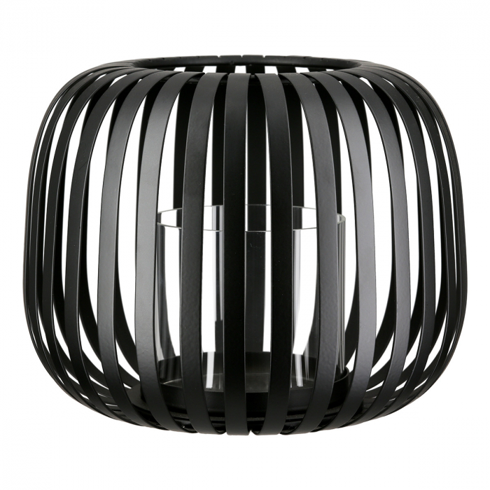 Suport lumanare, Dogma, Sticlă, Metal, negru, PU 2, H. 17 cm, D. 21 cm [1]