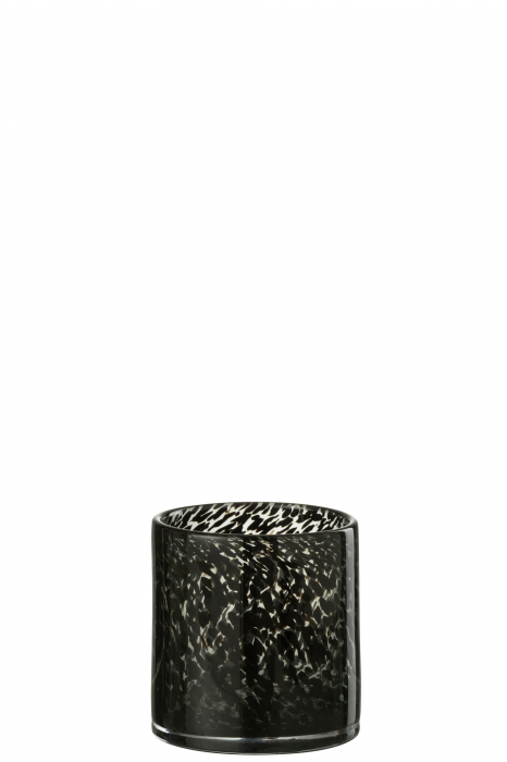 Suport lumanare Dots, Sticla, Negru, 12x12x12 cm