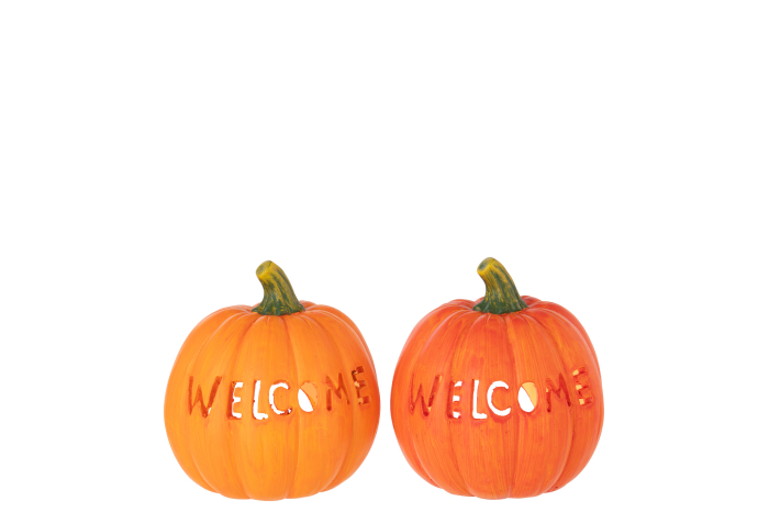 Suport lumanare Dovleac Halloween Welcome, portocaliu Ass 2 [2]