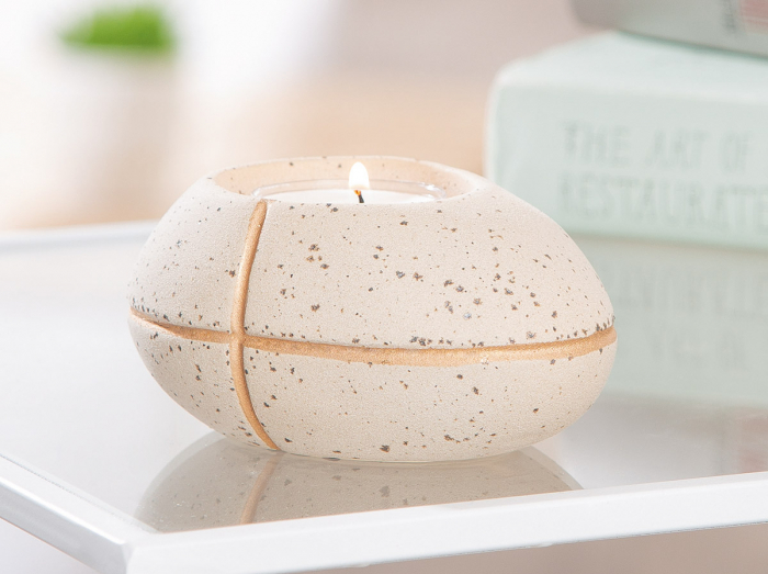 Suport lumanare, Drapeau, Ceramica, crem, PU 6, L. 7,5 cm, L. 10 cm, H. 7 cm [5]