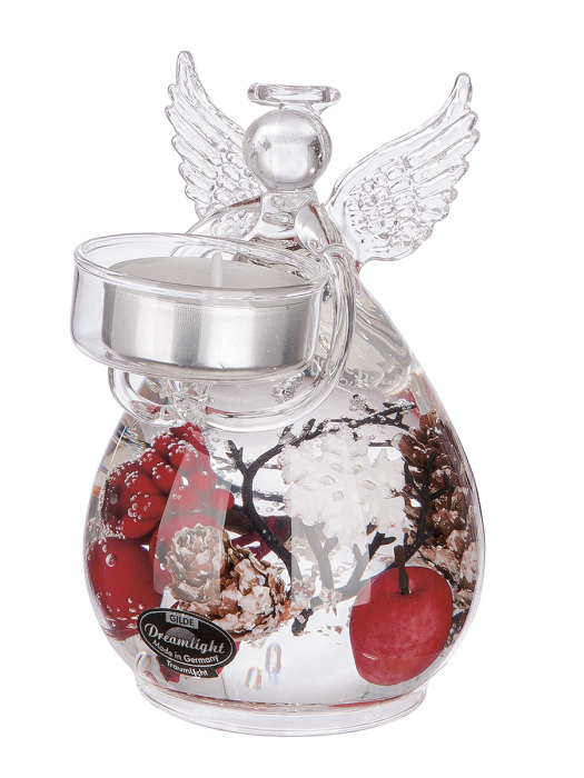 Suport lumanare Dreamlight, Angel Petit Medium, „Winter Berries”, sticla, rosu, PU 4, H 12 cm, A. 8 cm [2]