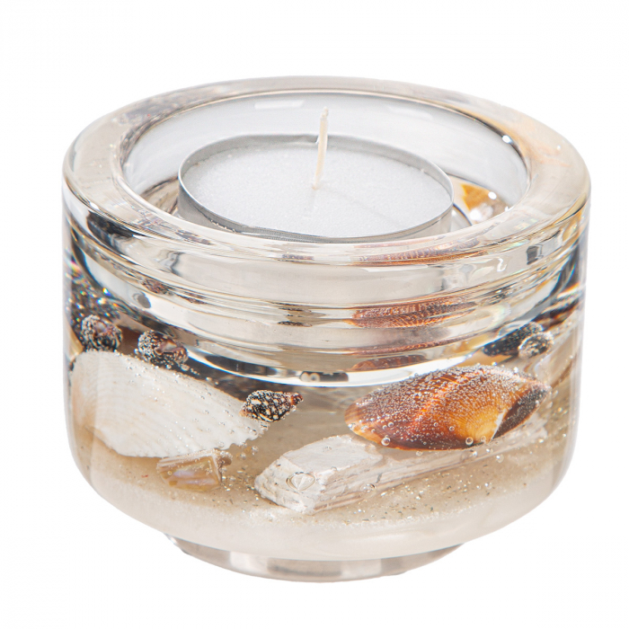 Suport lumânare Dreamlight, tip tealight, Elora, sticlă, bej, PU 4, H 9 cm, D 11 cm [2]