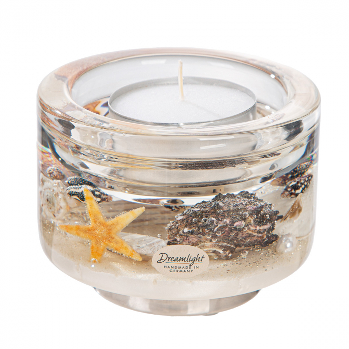 Suport lumânare Dreamlight, tip tealight, Elora, sticlă, bej, PU 4, H 9 cm, D 11 cm [1]