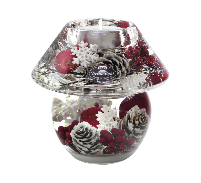 Suport lumanare Dreamlight, tip tealight, Noblesse Smart, „Winter Berries”, sticla, transparent, rosu, PU 4, H 11 cm, A. 11 cm [2]