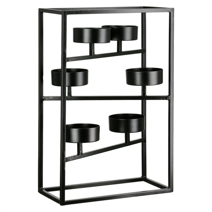 Suport lumanare, dreptunghiular, Ohio, Metal, negru, PU 2, L. 10 cm, L. 20 cm, H. 31,5 cm [2]