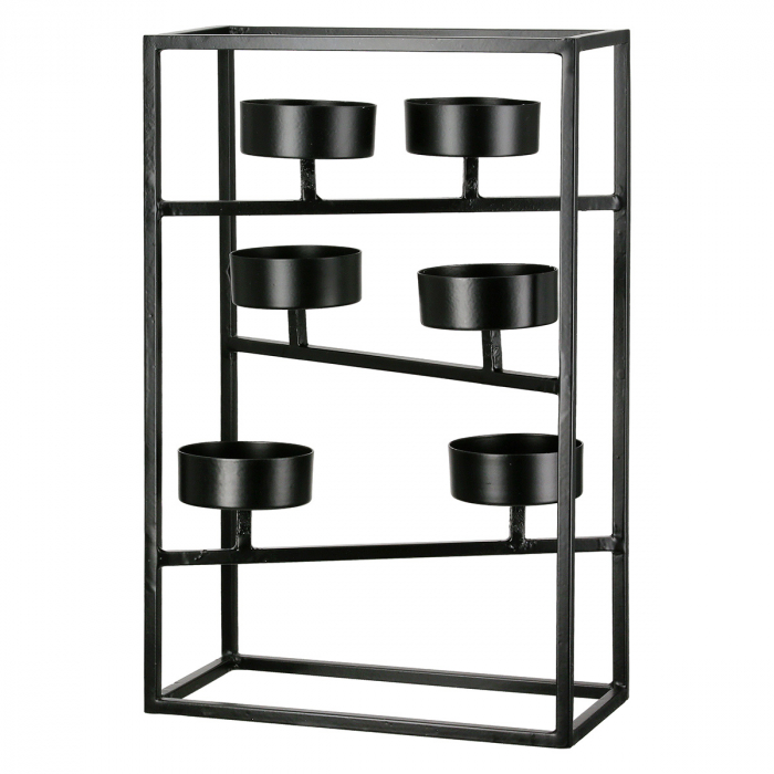 Suport lumanare, dreptunghiular, Ohio, Metal, negru, PU 2, L. 10 cm, L. 20 cm, H. 31,5 cm [1]