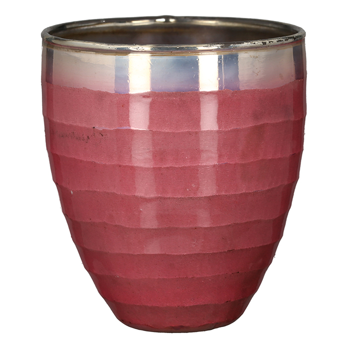 Suport lumanare Favour, sticla, roz argintiu, 9.5x9 cm