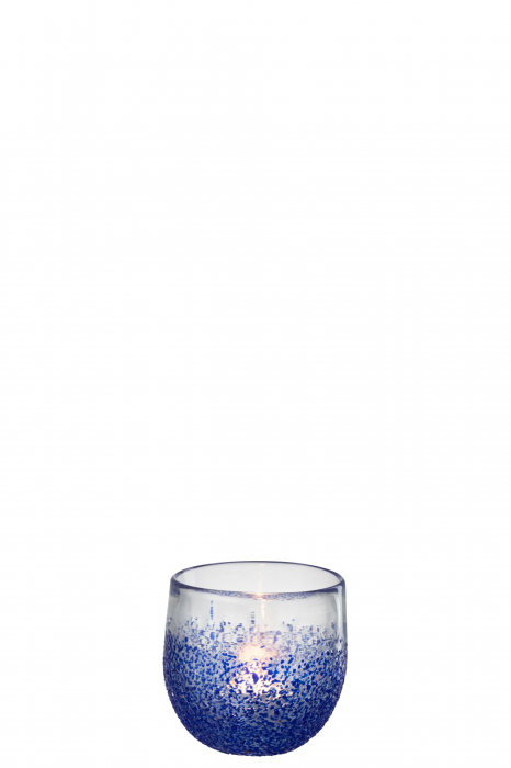 Suport lumanare Glass, Sticla, Albastru, 11x11x9.5 cm [3]