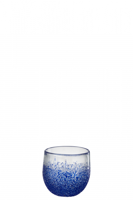 Suport lumanare Glass, Sticla, Albastru, 11x11x9.5 cm [2]
