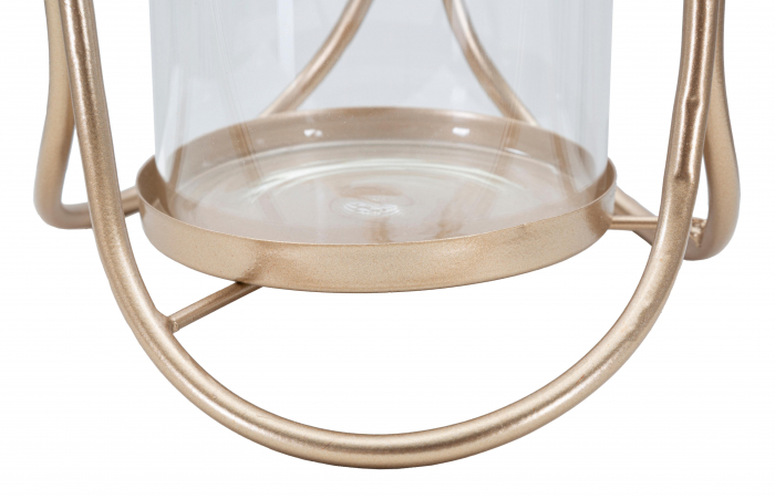 Suport lumanare Glox, Fier/Sticla, Auriu/Transparent, 21.5x16x16 cm [2]