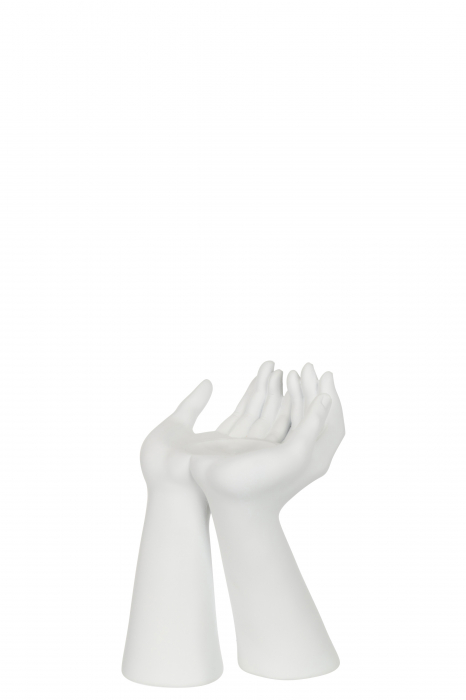 Suport lumanare Hands, Rasina, Alb, 18x16x25 cm
