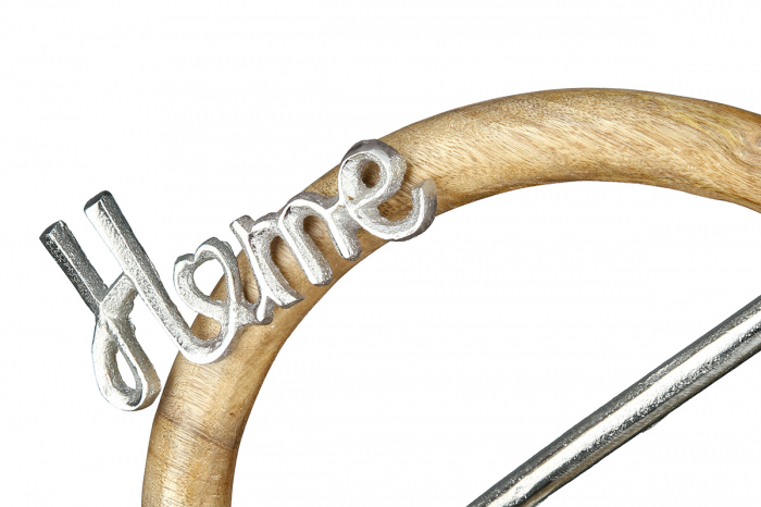 Suport lumanare Home, Lemn, Maro/Argintiu, 27x9 cm [4]